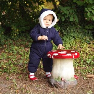 Rachel Riley 18m girls Navy Blue Faux Fur Snowsuit